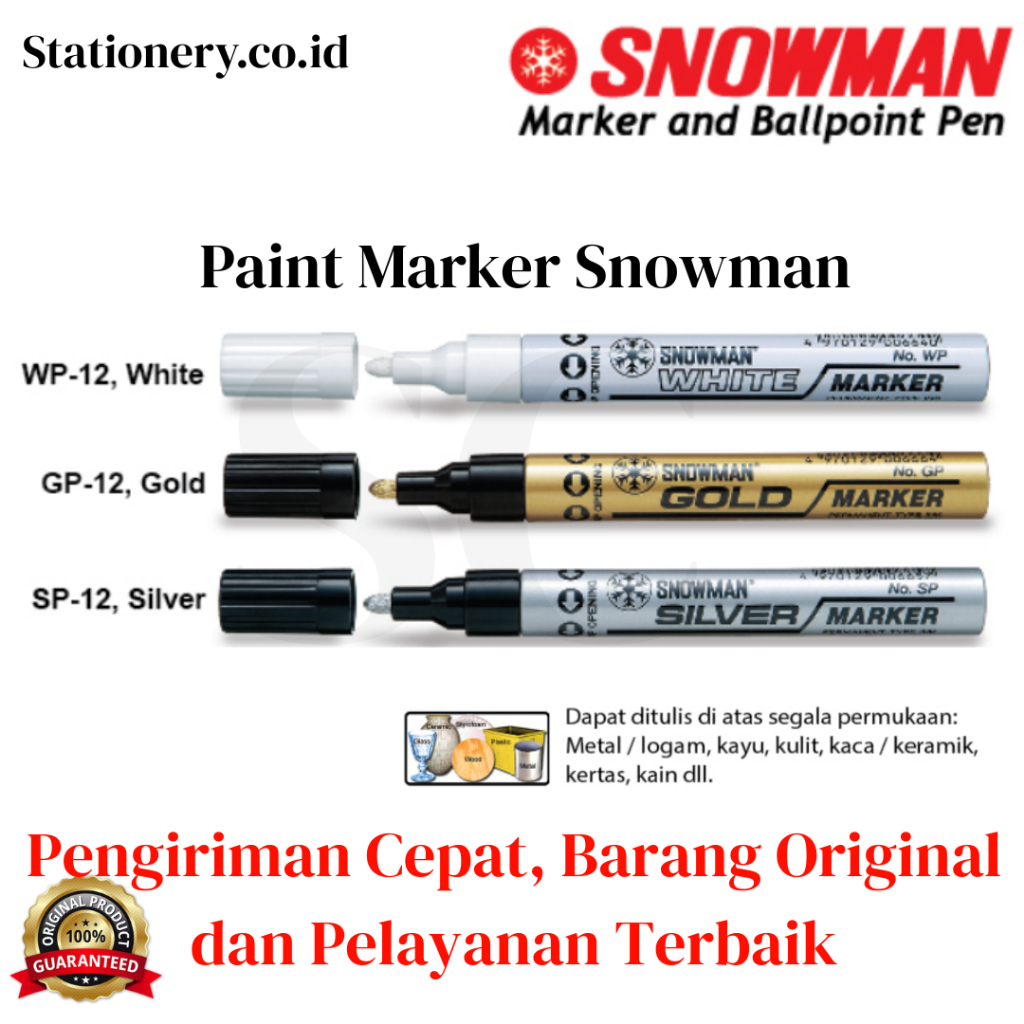 

Spidol Snowman Paint Marker Permanent / Spidol Permanen Putih Emas Silver