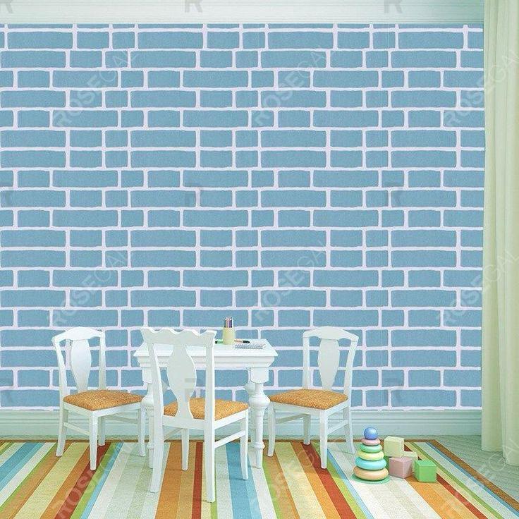 WALLPAPER DINDING DEKORASI RUMAH INSTAN LANGSUNG TEMPEL WATERPROOF MOTIF BATU BATA WARNA BIRU MUDA