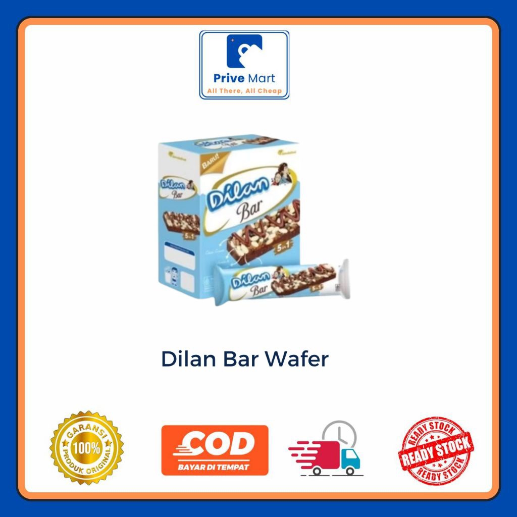 

Dilan Bar Wafer/Makanan Ringan Bar Krispi Beras Rasa Vanila Dan Karamel Lapis Cokelat - 18g Prive Mart