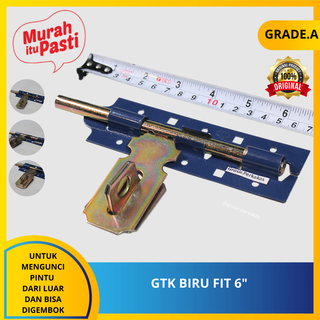 GTK BIRU FIT 6" inch. grendel gembok overpall biru. [A][#GTK]