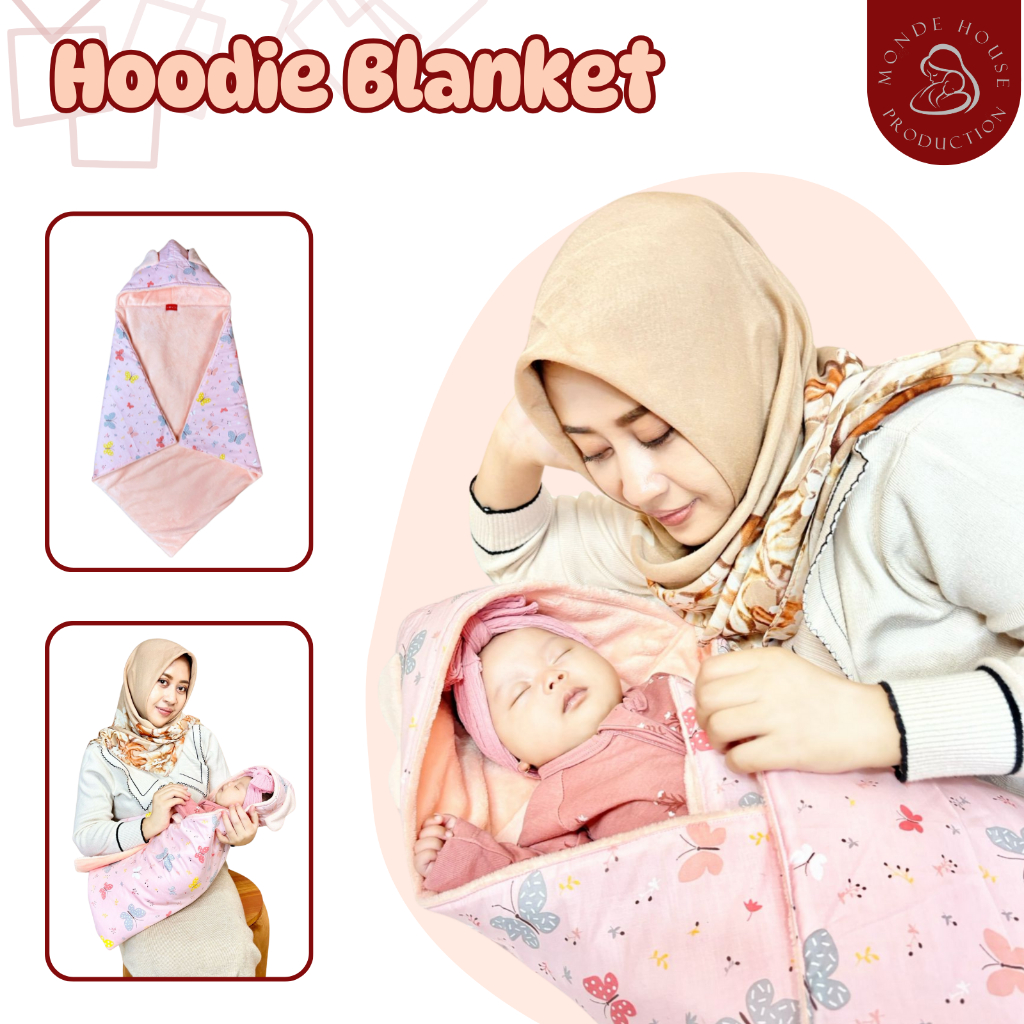 M&Dee - Selimut Hoodie Blanket TEBAL Selimut Topi Bayi Bulu Premium Lembut dan Halus