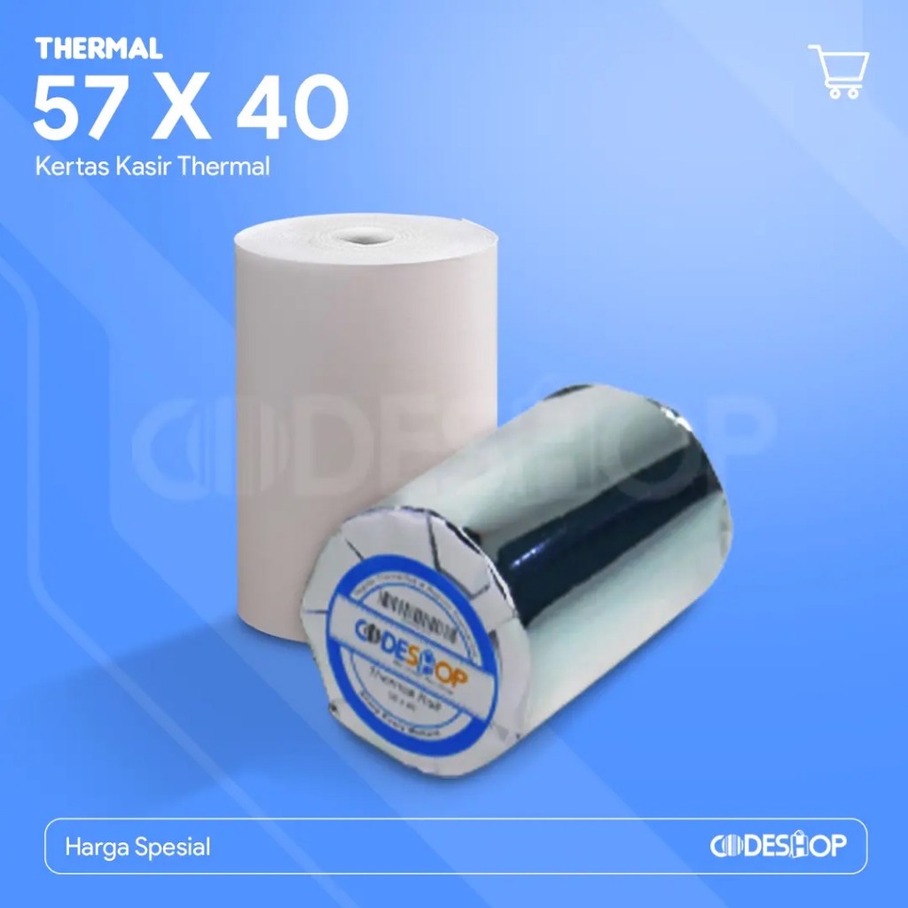 

Kertas Termal 57x40 Struk Thermal 57 x 40 Paper Roll 58x40 mm Biru