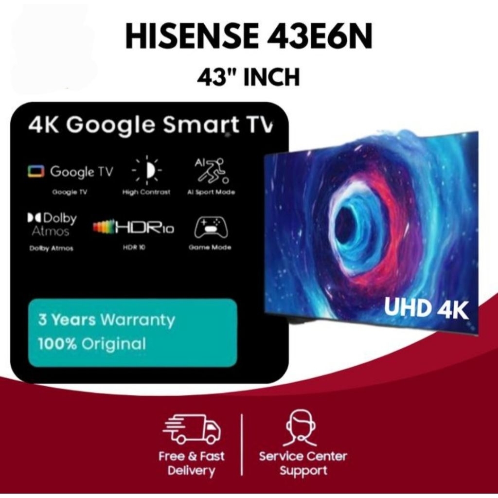 HISENSE 43E6N Tv hisense 43" 4K UHD Google TV 43 inch ANDROID TV 43