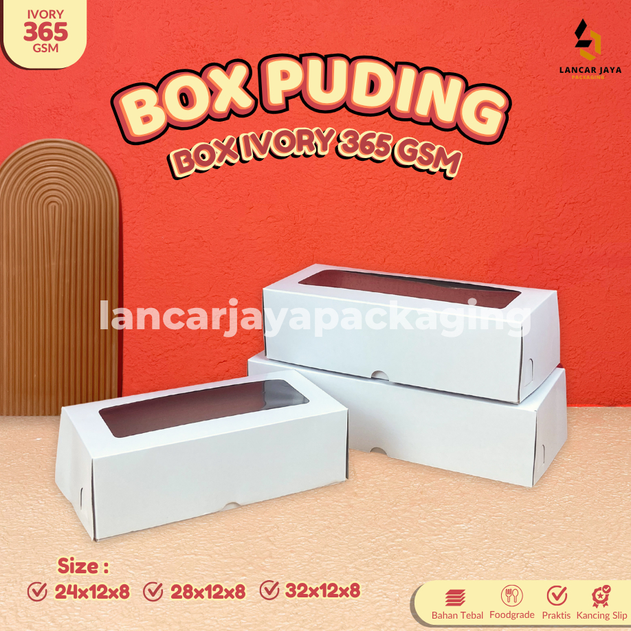 

Box Pudding Duplex Kardus Roti Sisir Cake Dus Kue Putih Jendela 24x12x8 28x12x8 32x12x8 cm