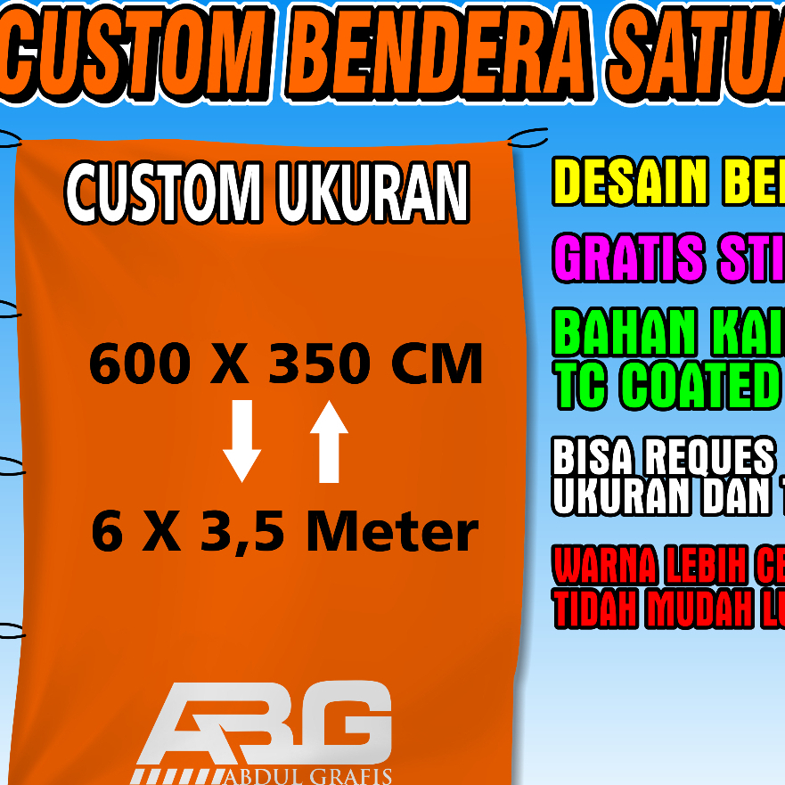 CETAK BENDERA CUSTOM UK. 6 x 3.5  METER FULL PRINTING SATUAN BENDERA KOMUNITAS, SHOLAWAT