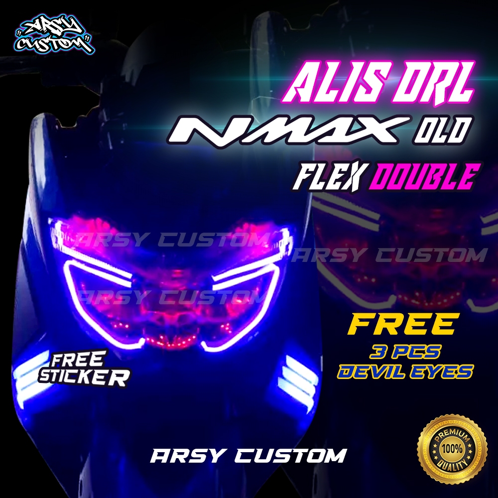 PAKETAN LAMPU ALIS DRL NMAX DOUBLE BONUS DEVIL EYES LAMPU SENJA LED MOTOR NMAX LAMPU LIS NMAX