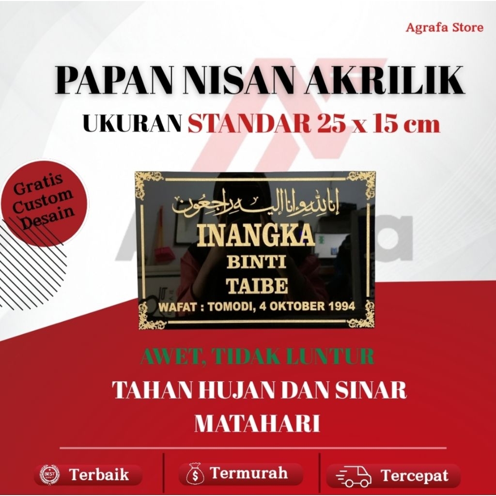 

(PROSES CEPAT) PAPAN NAMA NISAN ISLAM BAHAN AKRILIK - TAHAN CUACA -ANTI AIR -KUAT TAHAN LAMA