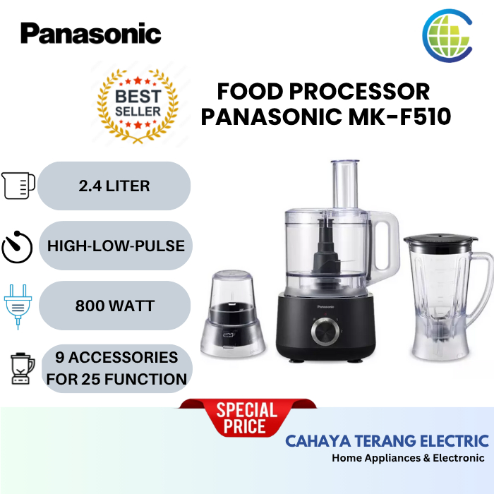 Panasonic Food Processor MK-F510 2.4 Liter Blender Chopper Penggiling Daging Bumbu Dapur 25 Fungsi 9