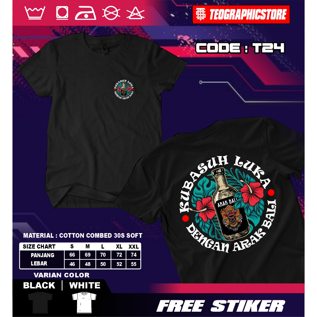 Kaos Distro Motif ARAK BALI High Quality Premium | KAOS Pria wanita Bahan cotton Combed 30s Soft