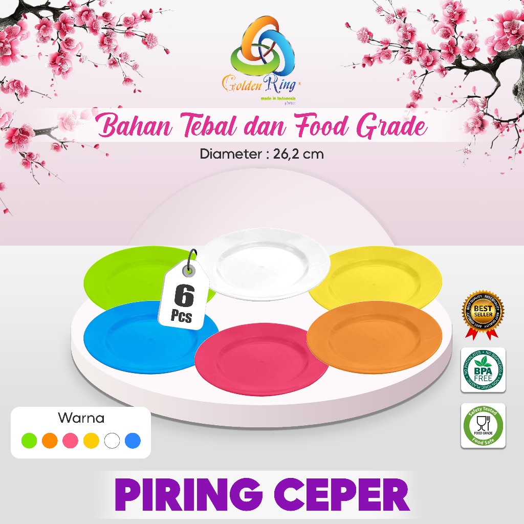 ( 6 PCS ) PIRING CEPPER / Piring Makan Cepper / Piring Makan Plastik / Piring Makan Besar