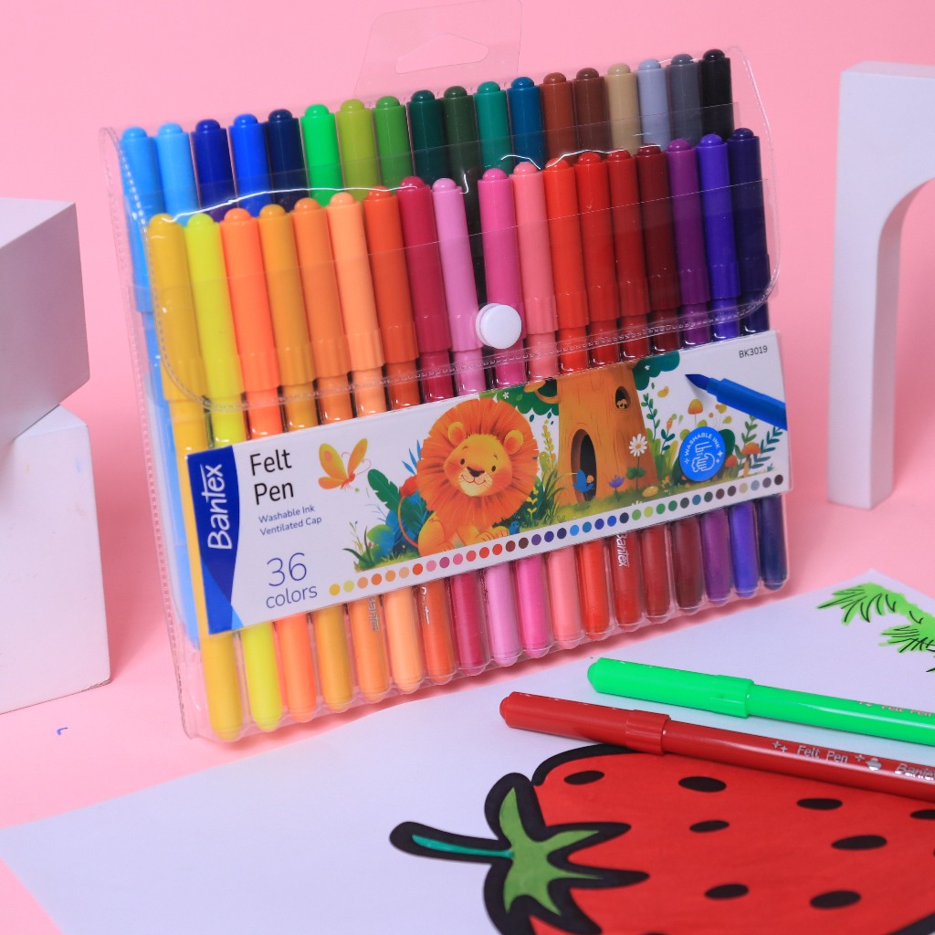 

[Pelangi Stationery] BANTEX Spidol Felt Pen 36 Warna Bisa Dicuci