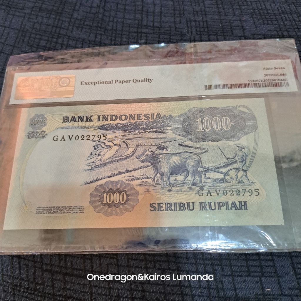 Uang Kertas 1000 Rupiah Tahun 1975 PMG 67