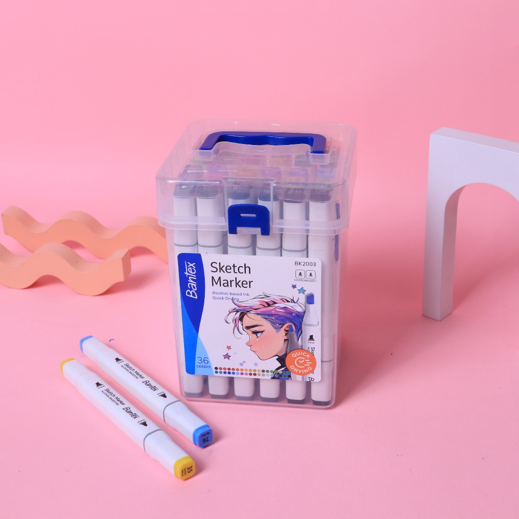 

[Pelangi Stationery] BANTEX Marker Dual Tip 36 Warna 0.6cm & 0.1cm Alkohol 36 Warna