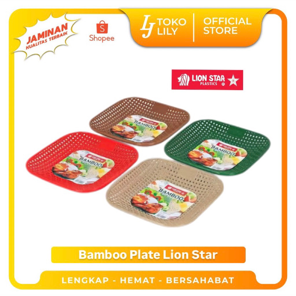 Piring Plastik Motif Rotan Bamboo Plate Lion Star T43/T45