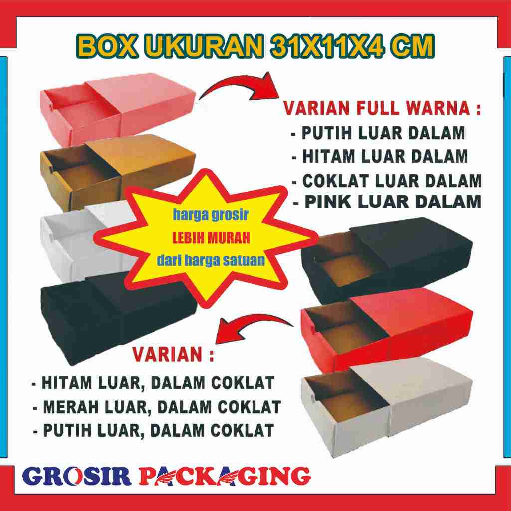 

Box 31x11x4 Sleding / Slide Box / Kotak Sarung / Souvenir / Baju