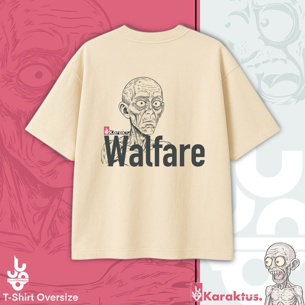 Karaktus Kaos Warna Cream Tshirt Oversize People Walfare Cotton Combed 24s Kaos Distro Unisex