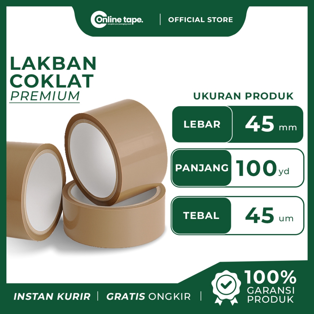 

1 Pcs Lakban Coklat 45 MM X 55Yard ECO Lakban isolasi Merk Online Tape Kualitas Daimaru Nachi Termurah