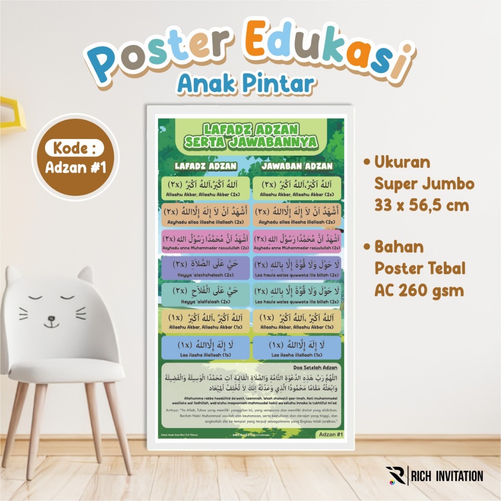 POSTER EDUKASI BERWARNA READY STOCK - POSTER BELAJAR ANAK TK/PAUD/SD