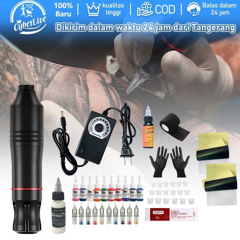 KODE H48J Mesin Tato Full Set Tattoo Pen Machine Alat Tato Pen Mesin Tato Full Set