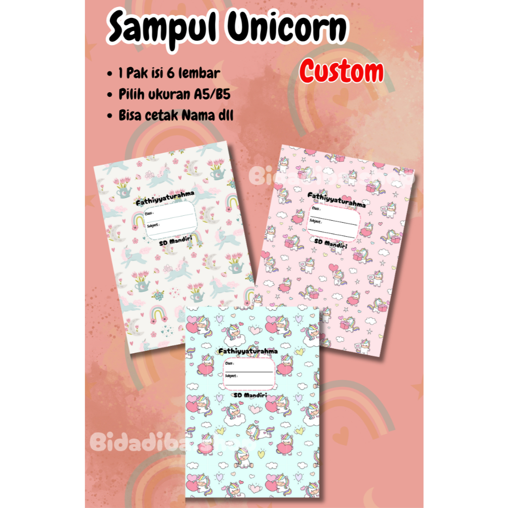 

6PCS Sampul Buku CUSTOM NAMA Bigboss Sidu / Sampul Buku Aestetik / Sampul Buku Campus / Sampul Buku Unik