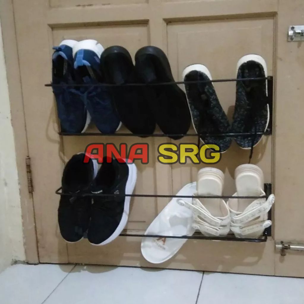 Rak Besi Sepatu Sandal Tempel Dinding Rak Gantungan Tempat Sepatu Dinding