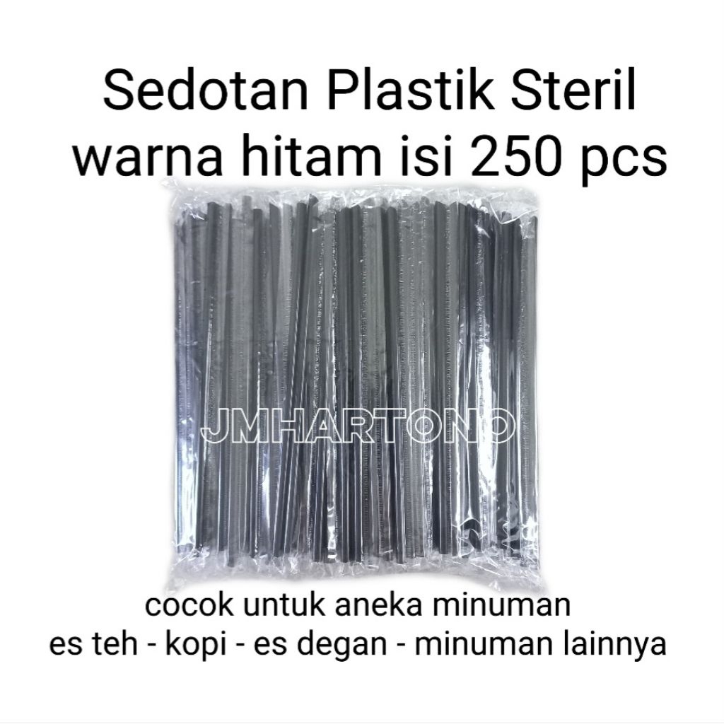 Sedotan Plastik Steril  warna Hitam / Putih