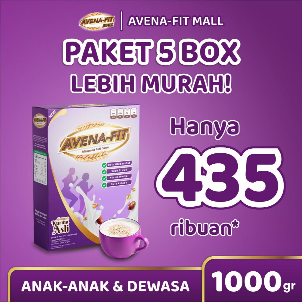 

Avena Fit Paket 5 Box - Susu Sereal Sehat Atasi Kolesterol Tinggi dan Menyehatkan Jantung