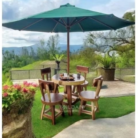 Meja Taman Kayu Solid Utuh