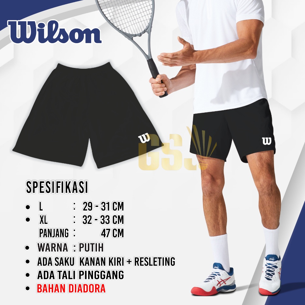 KODE G25D Celana pendek hitam logo tenis sport short pants black sport wear celana putih tenis celan