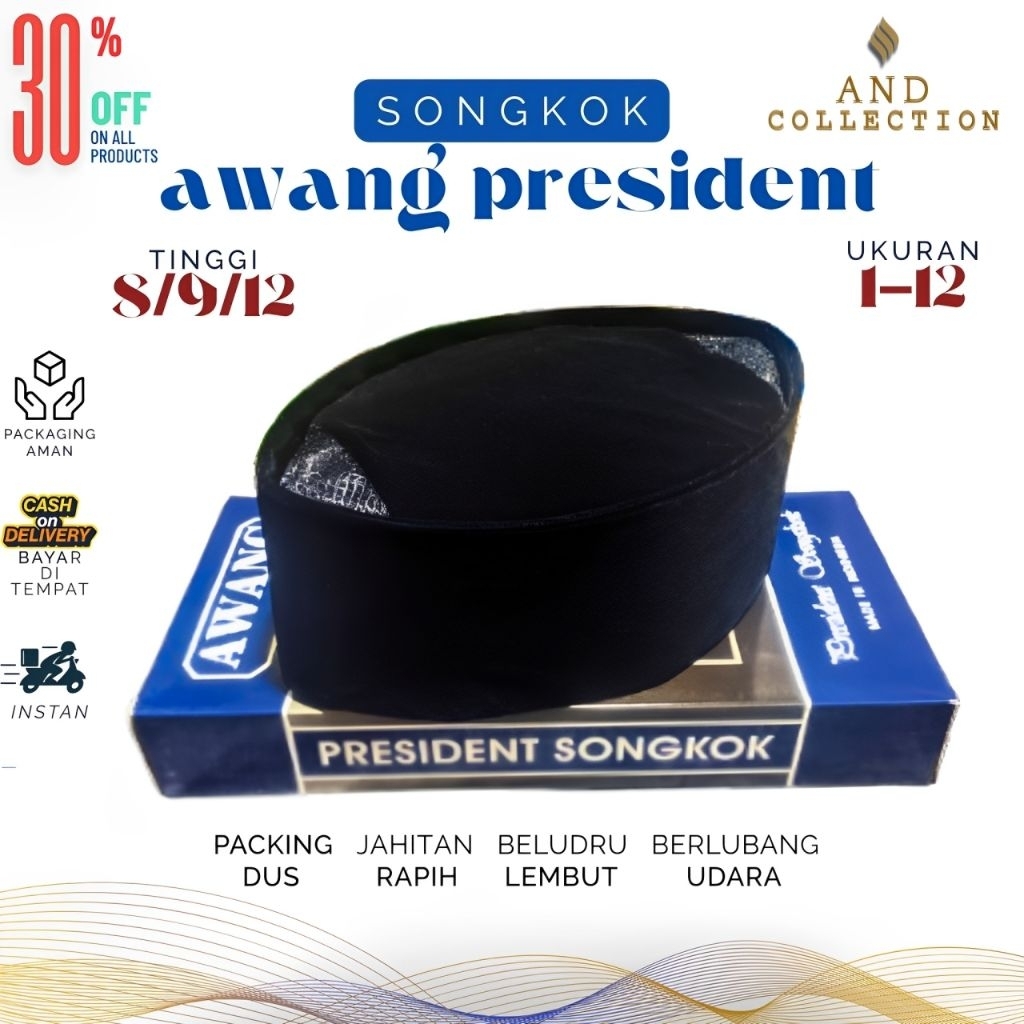 peci songkok awang songkok hitam nasional presiden ori tinggi 7 8 9 10 awing wadimor