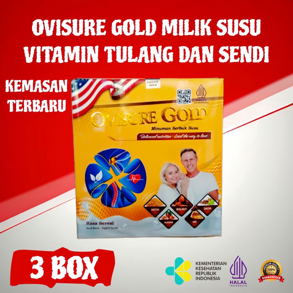 

PAKET 3 BOX NEW OVISURE GOLD ASLI 100% ORIGINAL MILIK SUSU VITAMIN TULANG DAN SENDI
