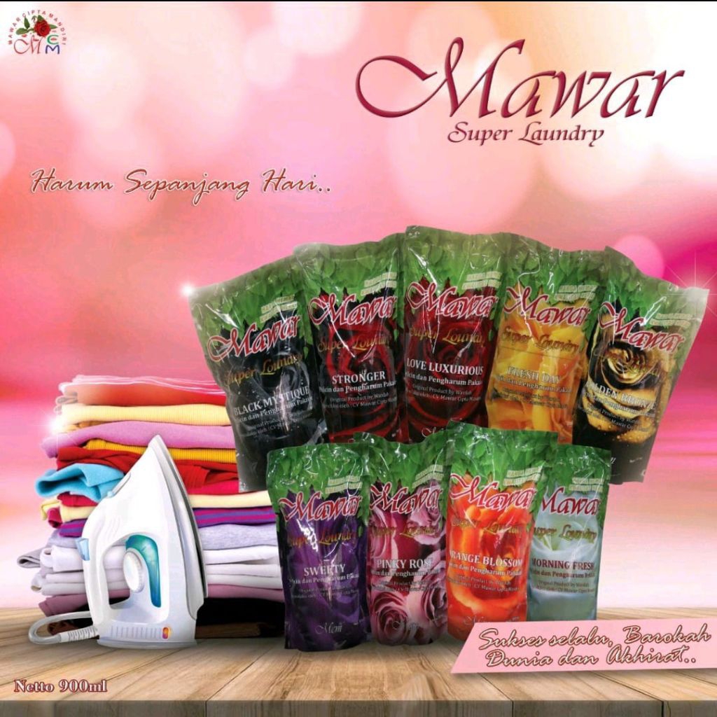 Mawar Super Laundry Pengharum Pelicin Pewangi Pakaian Setrika Baju