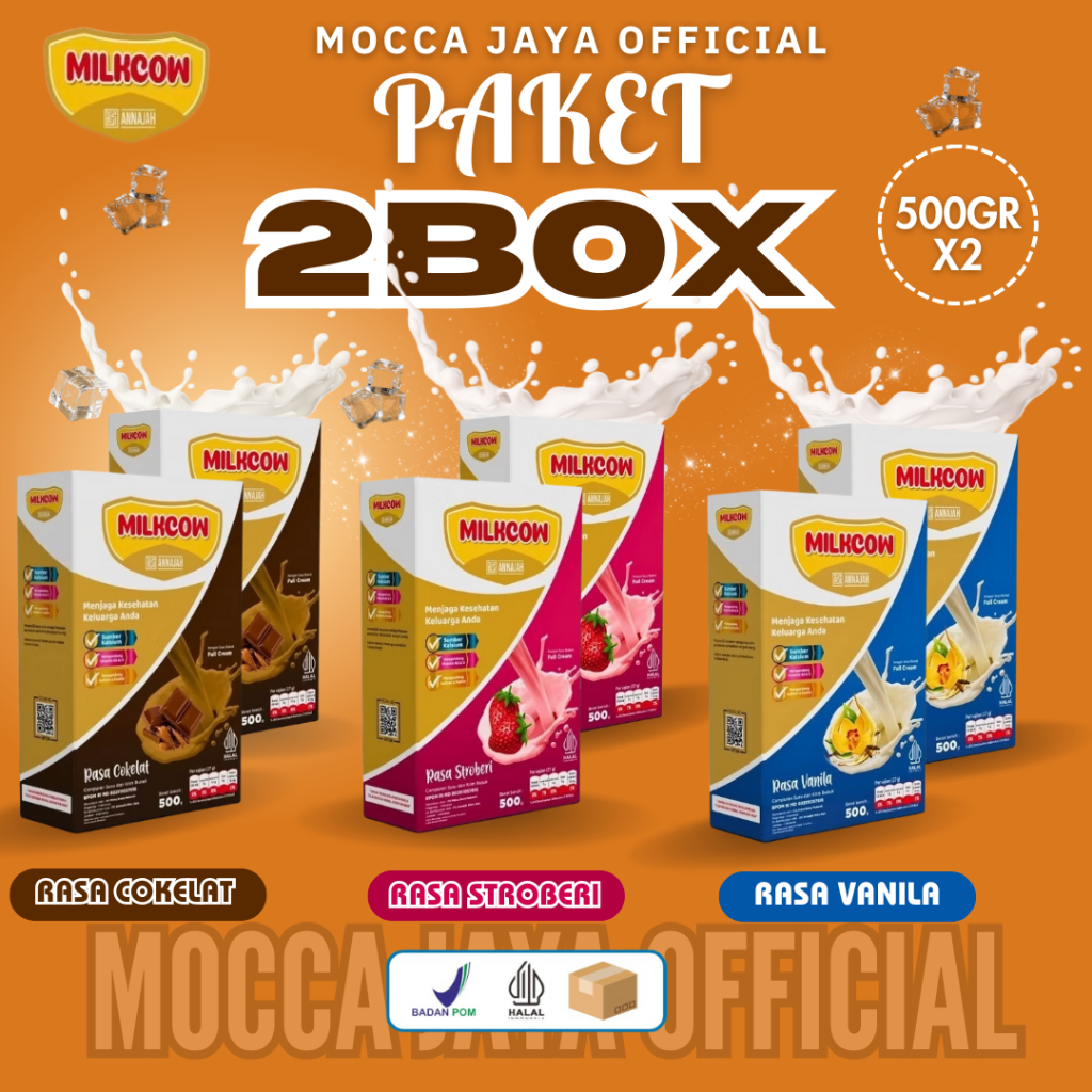 

MILKCOW 2 BOX SUSU SAPI BUBUK ORIGINAL\COKELAT\STROBERI 500GR PENAMBAH NAFSU MAKAN DAN PENINGGI DAN PENGGEMUK BADAN