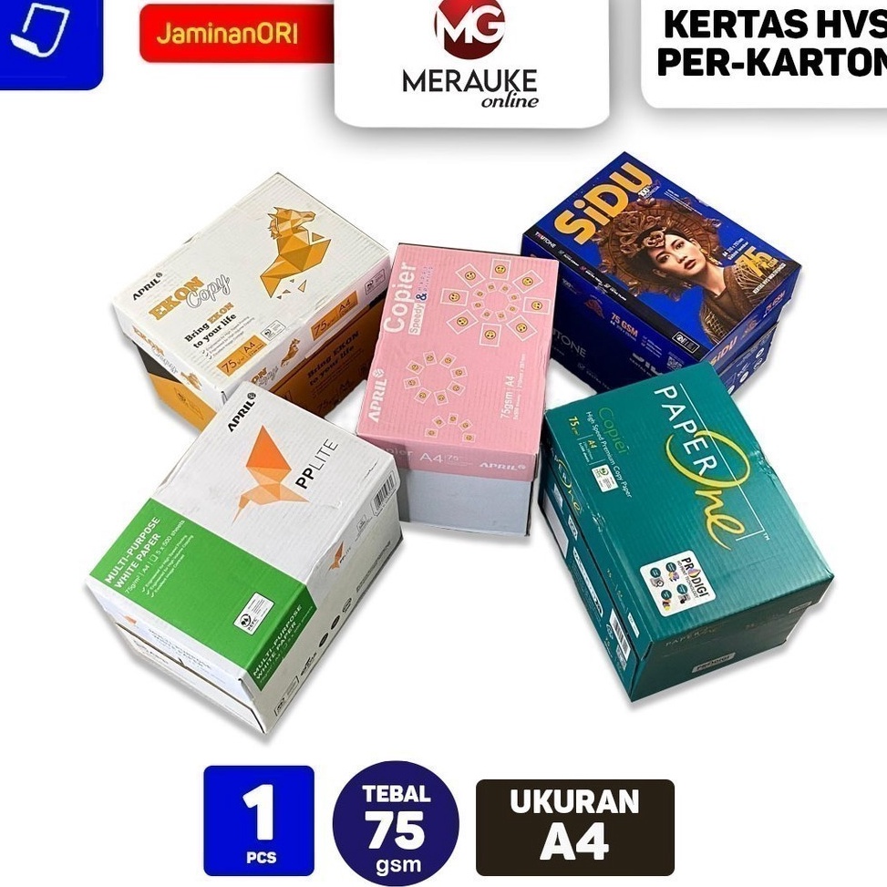 

KODE S77V Kertas HVS A4 75 Gsm PerKarton 1 Karton Isi 5 Rim