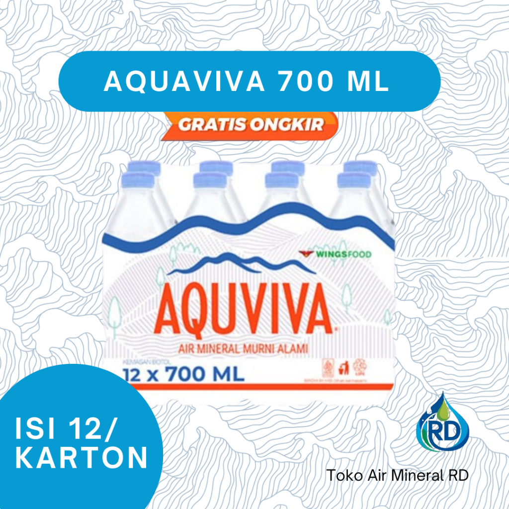 

RD - AQUVIVA Botol 700 ML 1 Dus - Isi 12 x 700 ML - Air Minum Mineral Botol