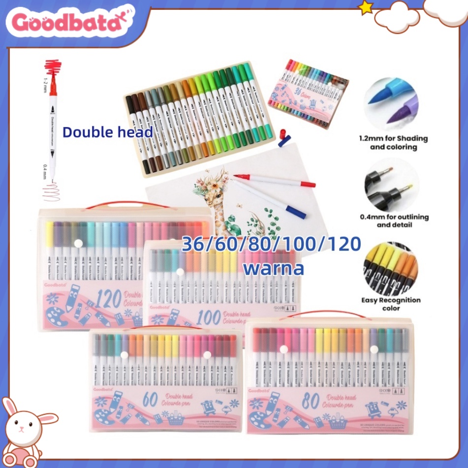 

KODE X44V Goodbata Spidol Warna Set 243668112 Spidol Brush Pen 2 Tips Spidol Set Marker Drawing Pen