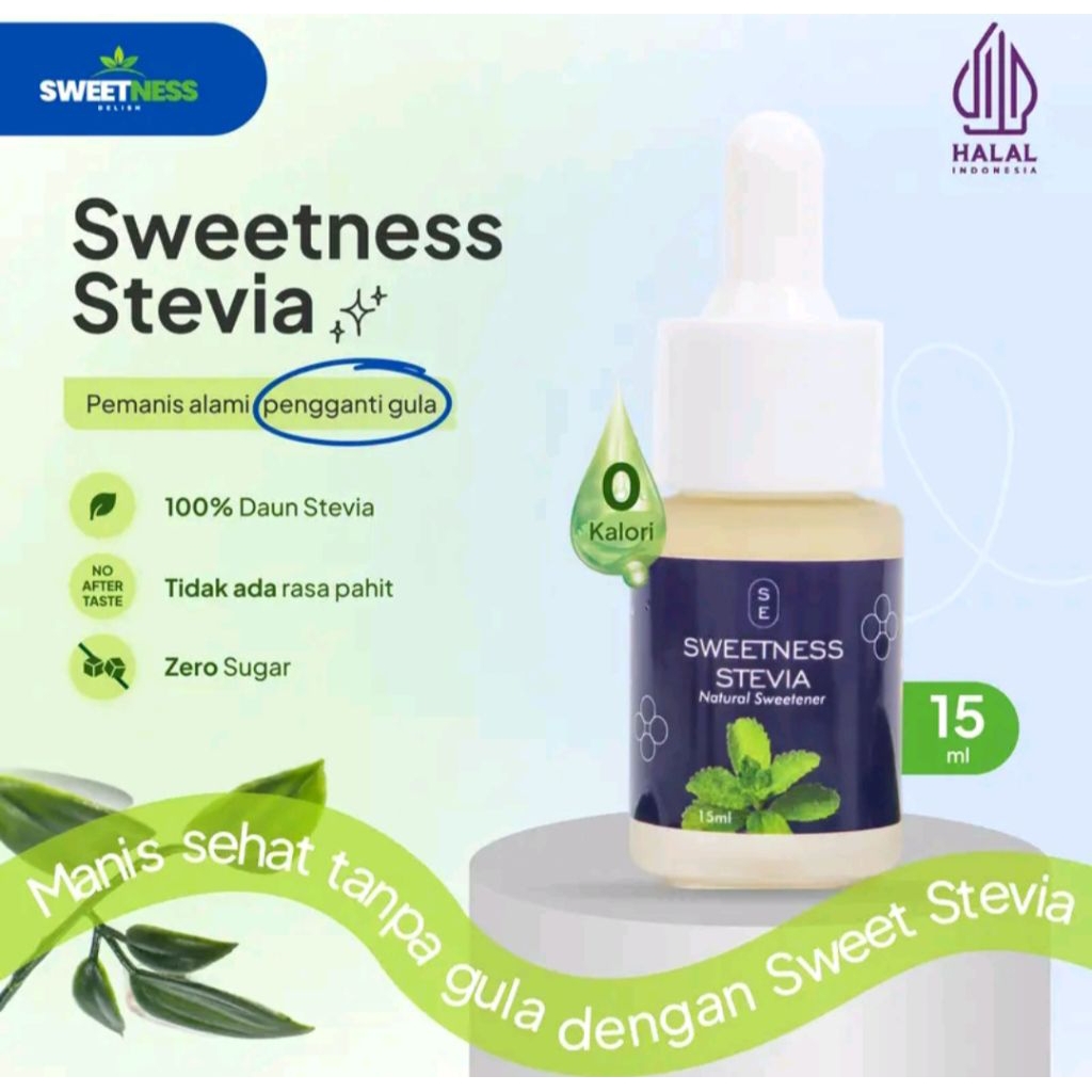 

Sweetness Stevia 15mL - Pemanis AlamiNol Kalori untuk Minuman dan Makanan - HALAL -Stevia Cair Food Sugar - Gula Stevia 0 Kalori sweetener (GMV)