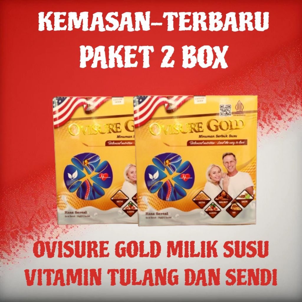 

PAKET 2 BOX NEW OVISURE GOLD ASLI 100% ORIGINAL MILIK SUSU VITAMIN TULANG DAN SENDI