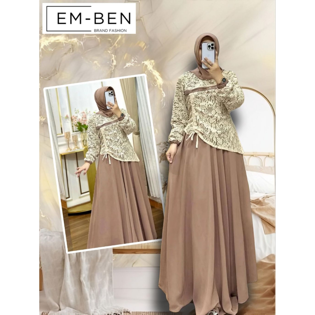 𝗘𝗠-𝗕𝗘𝗡 | Nalla Gamis Brokat Wanita Busana Pesta Kondangan Gamis Terbaru Brukat Syahrini