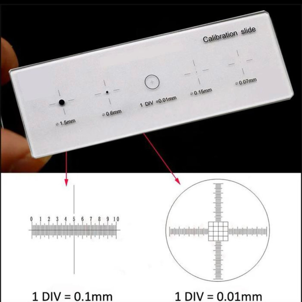 Kalibrasi Mikroskop Stage Mikrometer Obyektif Micrometer Reticle Calibration Slide Microscope DIV 0.