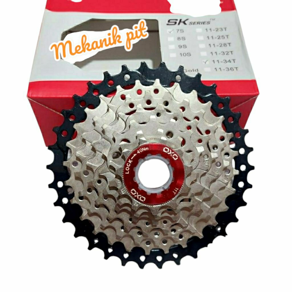 sproket 7 speed cassete 11-34T , 11-36T OXO megarange model slob