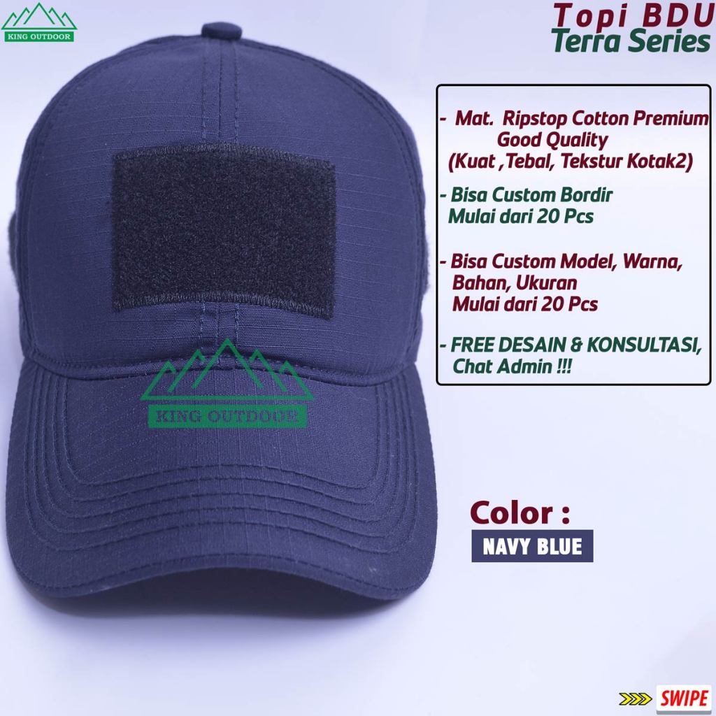 Topi Baseball Premium Berbahan Kain Ripstop Tornado Warna NAVY BLUE | Topi Lapangan