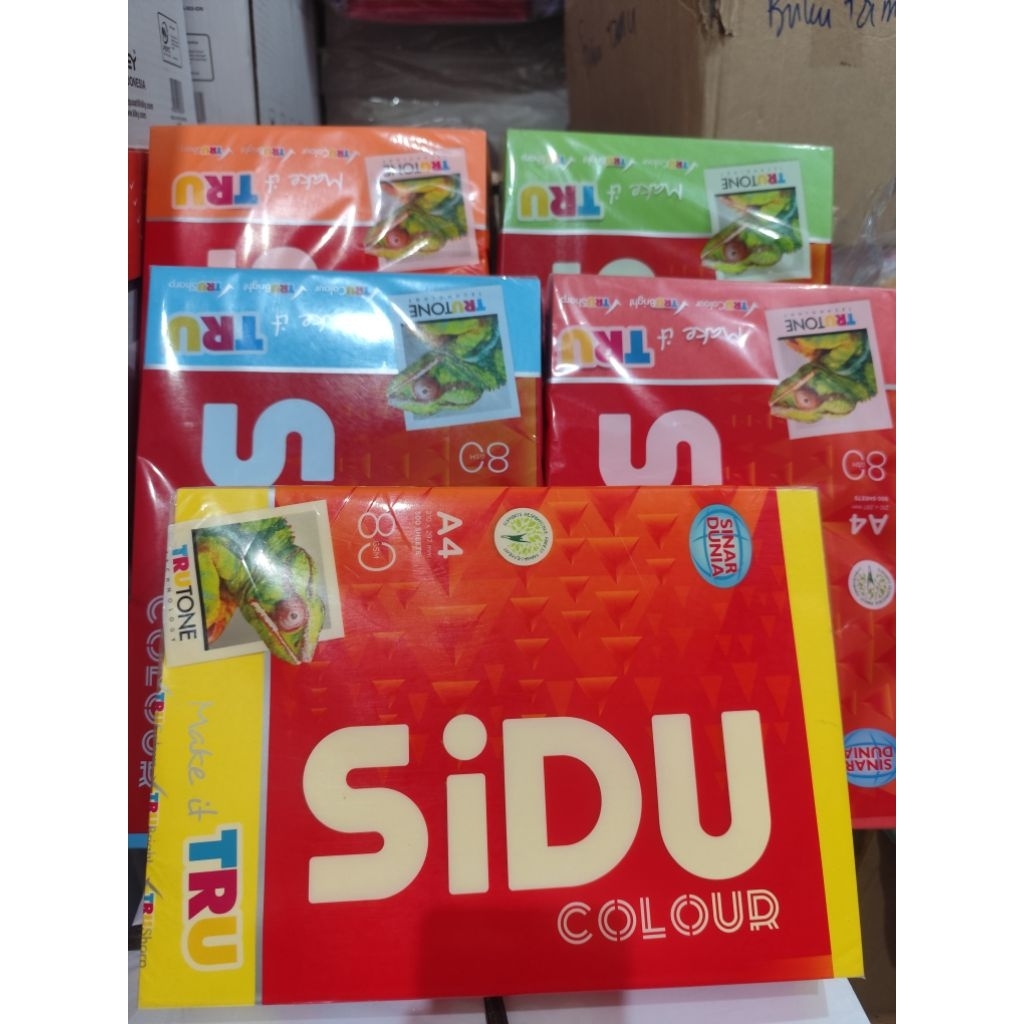 

kertas hbs warna merek sidu ukuran 80gsm (210x297mm) 1pack isi 500lbr