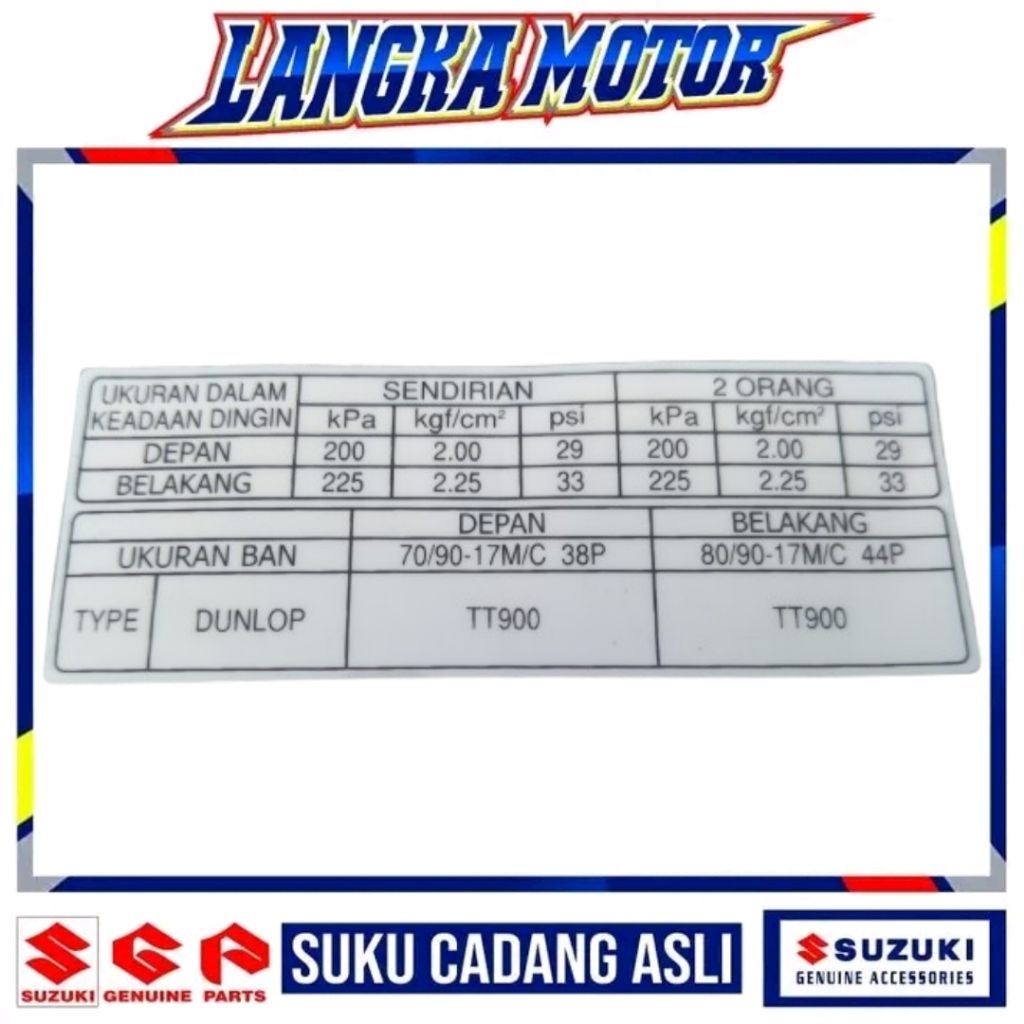 ORI SGP Stiker Angin dan Ban Suzuki Shooter Titan Smash Axelo Arashi Shogun Satria