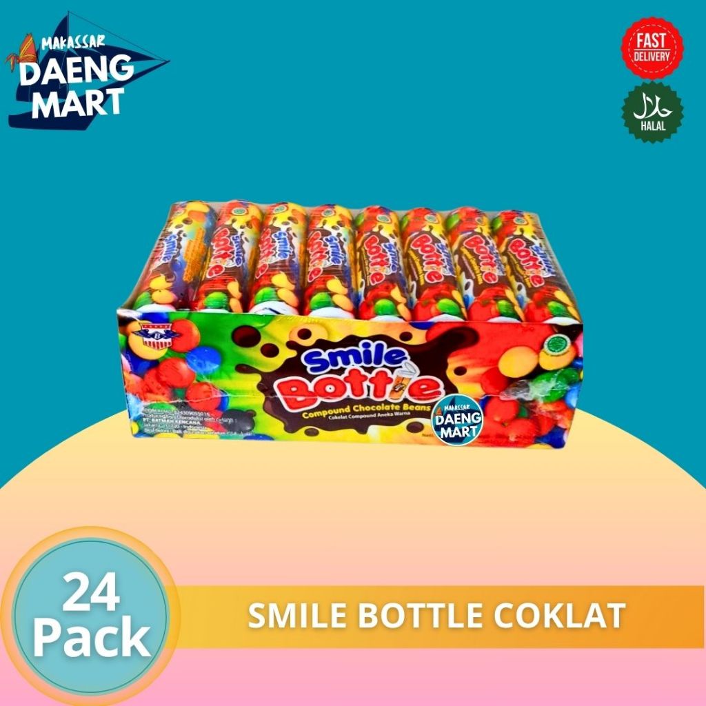 

PERMEN COKELAT COUMPOND SMILE BOTTLE ISI 24 PCS