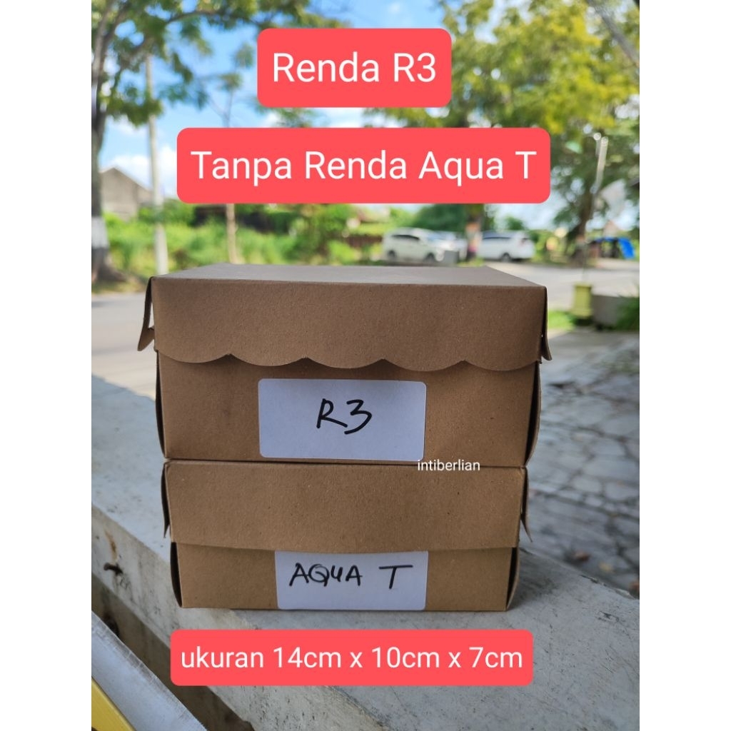

(1 pack isi 100pcs) Dus Kotak Snack Box (275gr) Renda R3 / Tanpa Renda Aqua T