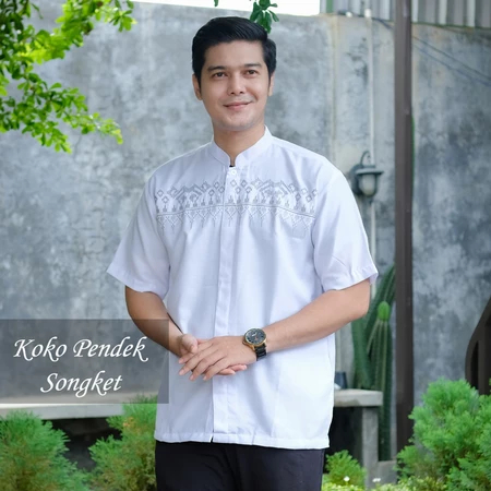 Koko putih pendek bordir | Baju Koko Warna, Baju Koko putih Pendek| koko polos katun