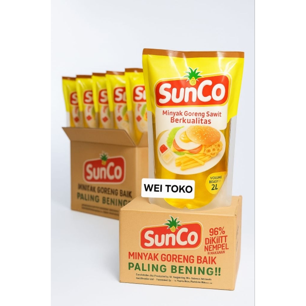 

1 KARTON MINYAK GORENG SUNCO REFILL 2 LT ISI 6 POUCH
