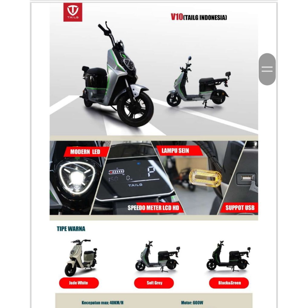 sepeda listrik tailg V10 pontianak