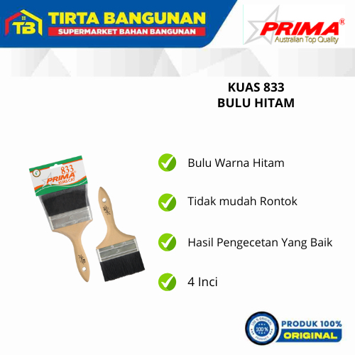 

PRIMA KUAS CAT BULU HITAM 833 / KUAS CAT SERBAGUNA 4 INCI